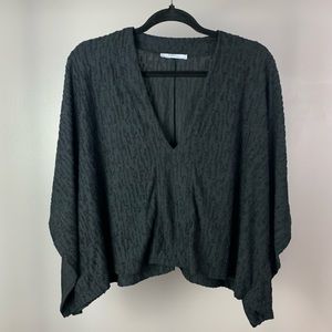 Zara Black V Neck Pullover Blouse Small
